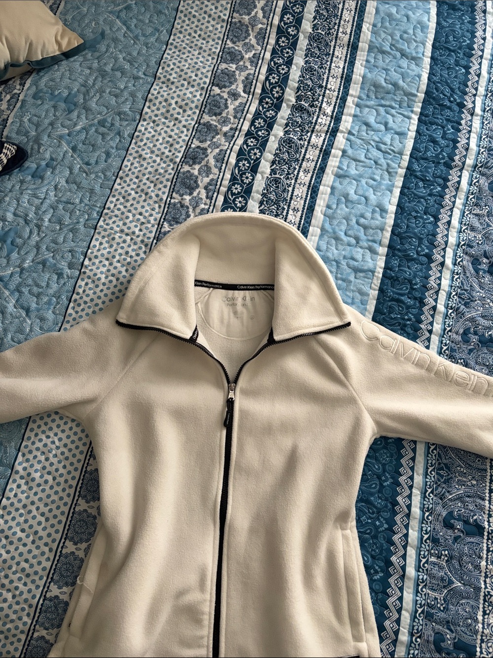 Calvin Klein Cream Full-Zip Teddy Fleece Jacket